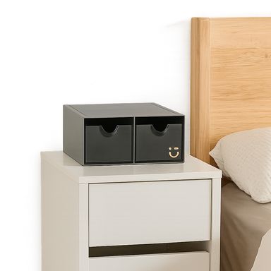 Organizador de plástico organizador de 2 cajones serie gris grande gris oscuro -  Silver Gray