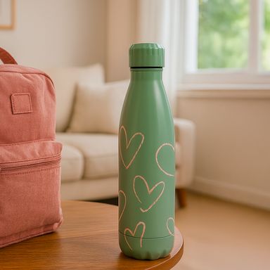 Tomatodo de doble pared con diseño de corazones 500 ml colores mixtos -  Miniso