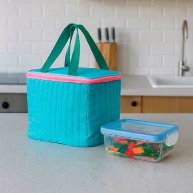 Lonchera miniso grande bloques de color turquesa -  Miniso
