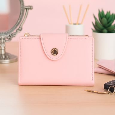Cartera para mujer miniso bi-fold cierre rosa claro -  Miniso