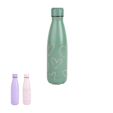 Tomatodo de doble pared con diseño de corazones 500 ml colores mixtos -  Miniso
