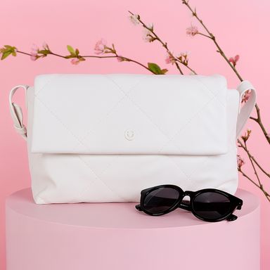 Bolsa crossbody con solapa metalasse color blanco -  Miniso