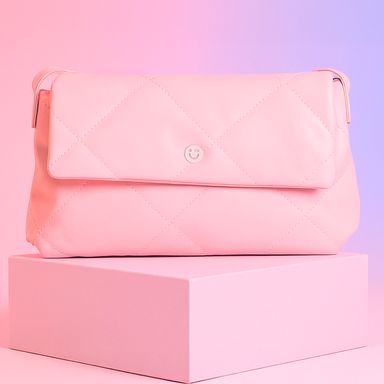 Bolsa crossbody con solapa metalasse color rosa -  Miniso