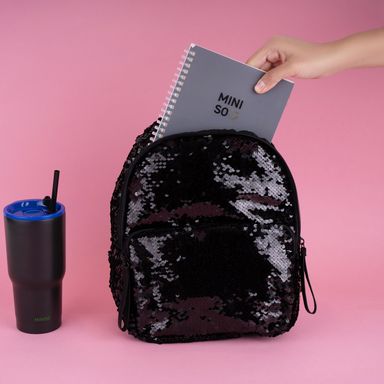 Mochila de moda miniso lentejuela negro -  Miniso