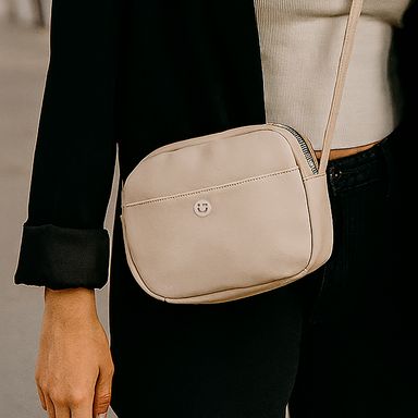 Bolsa crossbody lisa apricot con asa café -  Miniso