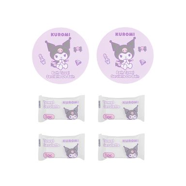 Juego de toallas comprimidas kuromi (toallas de 4 piezas y toallas de baño de 2 piezas) -  Sanrio