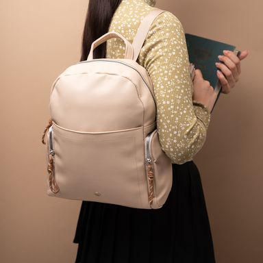 Mochila de moda miniso apricot bolsillos a los lados correa café -  Miniso