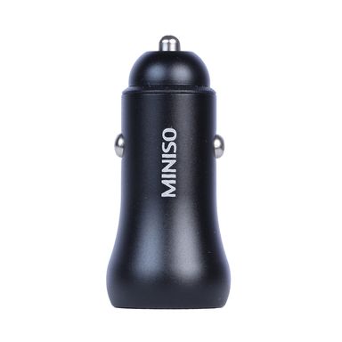 Cargador de dos salidas para coche usb y tipo c modelo u18 negro - Miniso