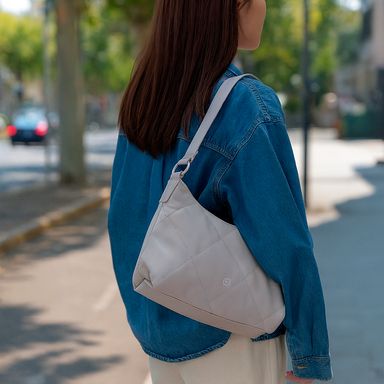 Bolso hobo metalasse gris -  Miniso