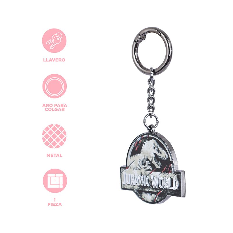 Llavero-metal-jurassic-world-plateado-Jurassic-World-3-30362