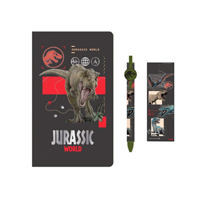 Set-de-papeler-a-libro-de-tapa-dura-rotulador-retr-ctil-fichas-serie-jurassic-world-Jurassic-World-1-30361