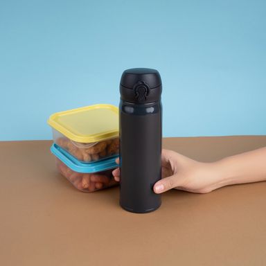 Termo botella aislante con tapa abatible classic series de 450 ml negro -  Miniso