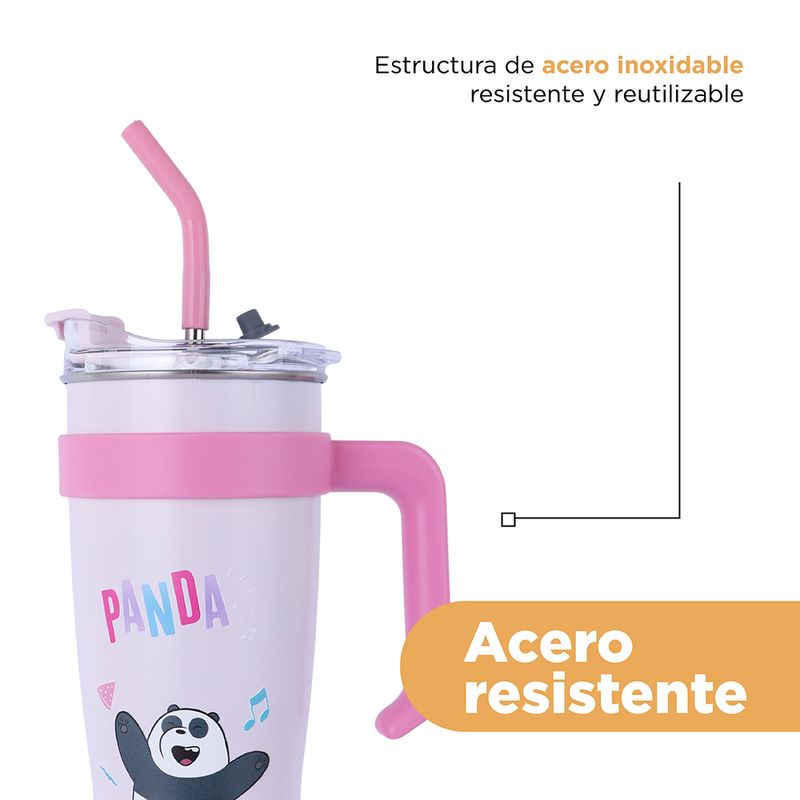 Tomatodo-de-acero-de-pared-simple-con-asa-1-6-panda-color-rosa-We-Bare-Bears-7-30305