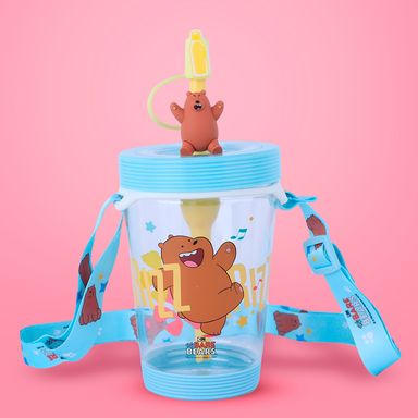 Tomatodo de plástico con correa para el hombro 535 ml pardo color azul -  We Bare Bears
