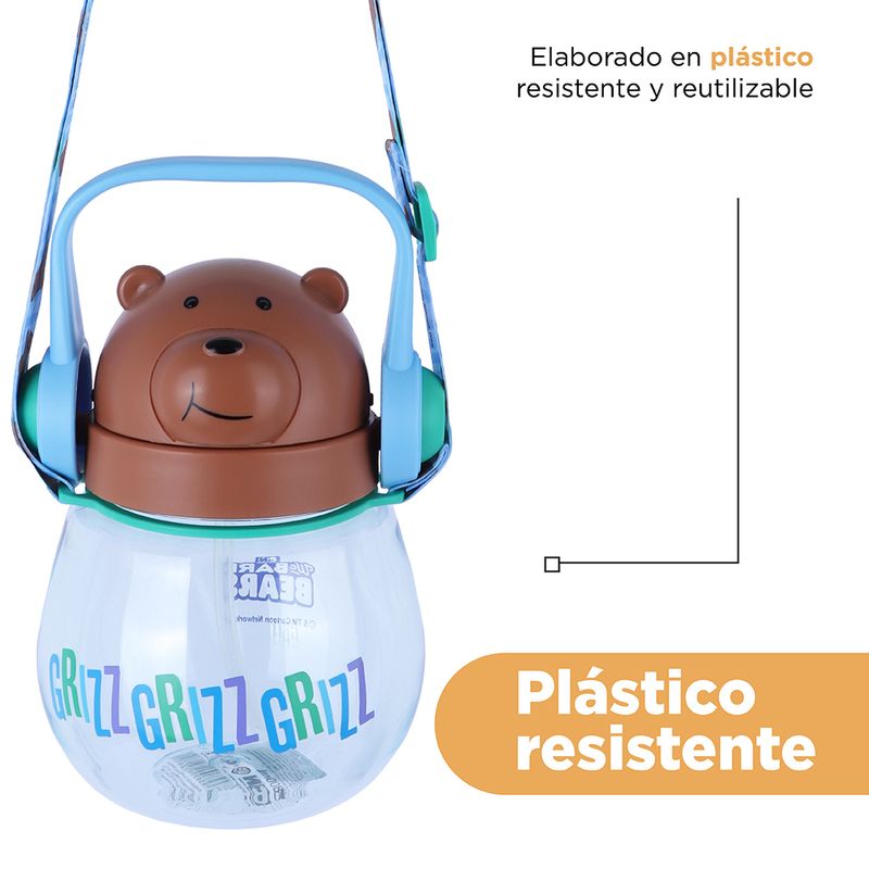 Tomatodo-de-agua-con-correa-para-el-hombro-800-ml-pardo-color-azul-We-Bare-Bears-7-30311
