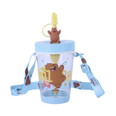 Tomatodo de plástico con correa para el hombro 535 ml pardo color azul -  We Bare Bears