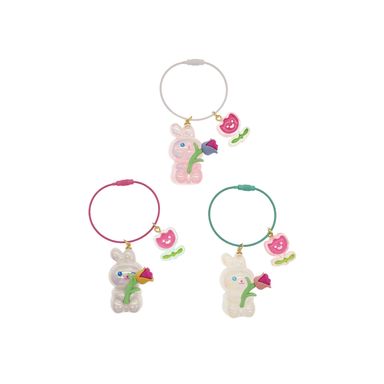 Llavero 3d conejo con tulipán nacarado -  Miniso