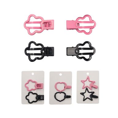 Set de broches para cabello miniso flor corazón estrella rosa y negro 2 pzas -  Miniso