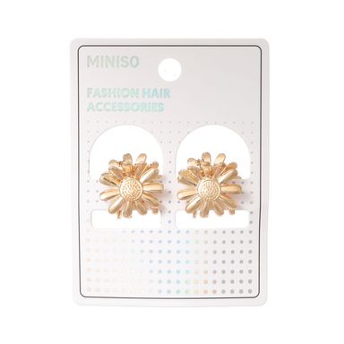Set de pinzas para cabello miniso metalicas margaritas 2 pzas -  Miniso