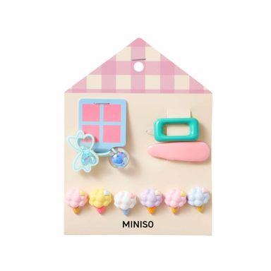 Set de accesorios para cabello algodón de azúcar 9pzas -  Miniso