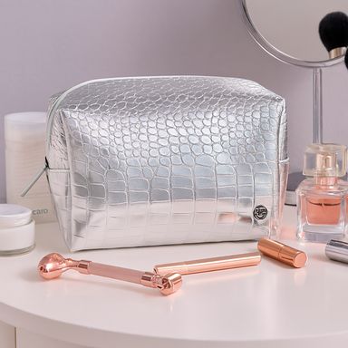 Cosmetiquera rectangular miniso cocodrilo plata -  Miniso