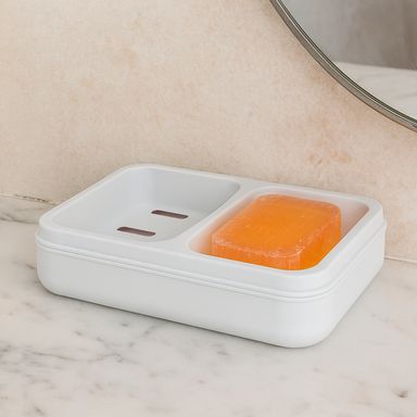 Jabonera de estilo sencillo con dos compartimentos gris -  Miniso