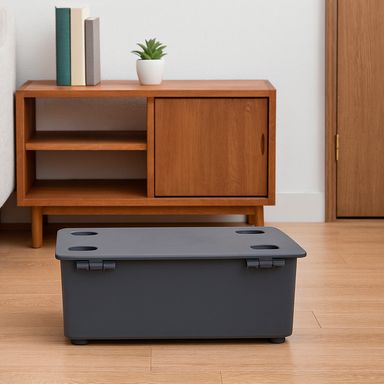 Organizador de plástico apilable de la serie black pink pequena gris -  Miniso