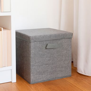 Organizador de tela cuadrado de 17 cuadrados con tapa de lino sintetico gris -  Miniso