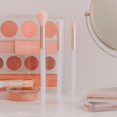 Set de brochas para maquillaje de ojos iridiscente 3 piezas -  Serie Shiny Pink