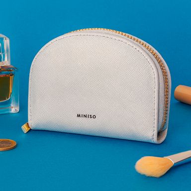 Monedero miniso semicirculo liso plata -  Miniso