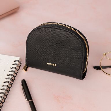 Monedero miniso semicirculo liso negro -  Miniso