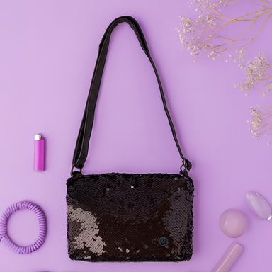 Bolsa crossbody lentejuelas negro -  Miniso