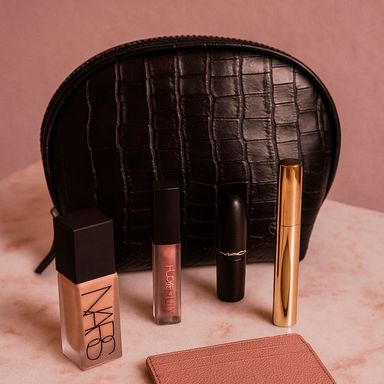 Cosmetiquera ovalada miniso cocodrilo negro -  Miniso