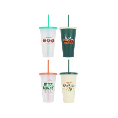 Juego de botellas de plástico con sorbete de la serie bugs bunny retro style de 710 ml 4 piezas -  Looney Tunes