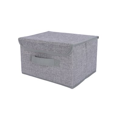 Organizador de tela de lino sintético con tapa pequeña gris -  Miniso