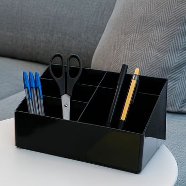 Organizador de plastico multicompartimentos de la colección black & white negra -  Black & White