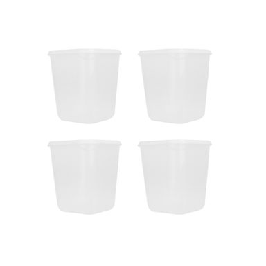 Taper de alimentos cuadrada alta serie black & white 1100 ml 4 piezas blanco -  Black & White
