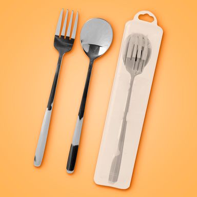 Juego de cubiertos portátiles de estilo europeo tenedor y cuchara con estuche -  Miniso