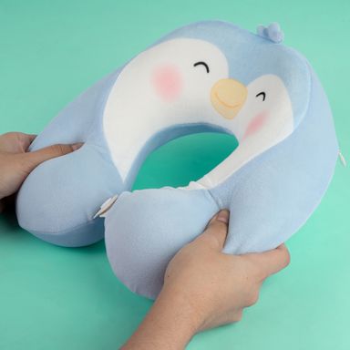 Almohada de viaje en forma de u de espuma viscoelástica animal pingüino azul -  Miniso