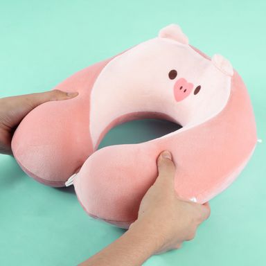Almohada de viaje en forma de espuma viscoelástica animal cerdito rosa -  Miniso