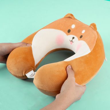 Almohada de viaje en forma de u de espuma viscoelástica animal shiba inu café -  Miniso