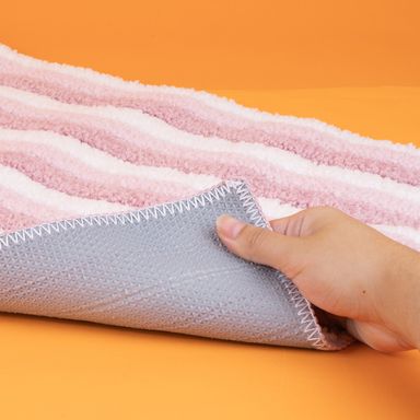 Tapete decorativo alfombra de piso con mechones a rayas degradadas rosa -  Miniso