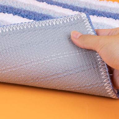 Tapete decorativo alfombra de piso con mechones a rayas degradadas azul -  Miniso