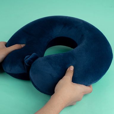 Almohada de viaje viscoelástica para el cuello con gancho azul marino -  Miniso