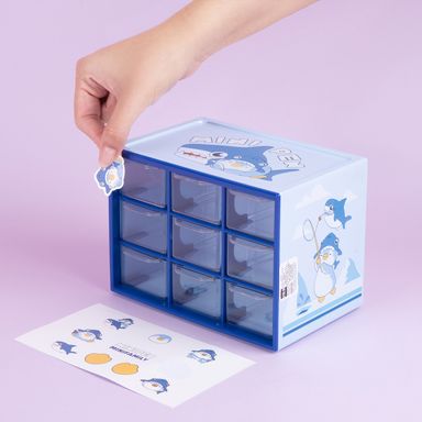 Organizador de plástico portalapices de 9 compartimentos mousse serie mini family color azul -  Mini Family