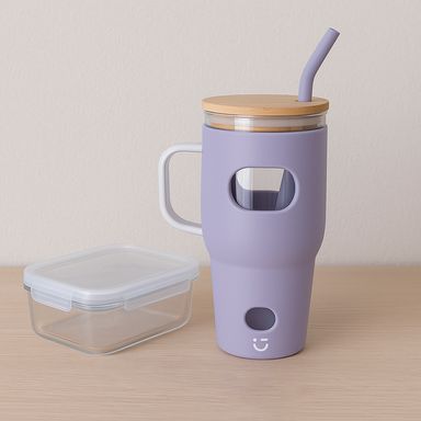 Tomatodo de vidrio de borosilicato de 1020 ml púrpura -  Miniso