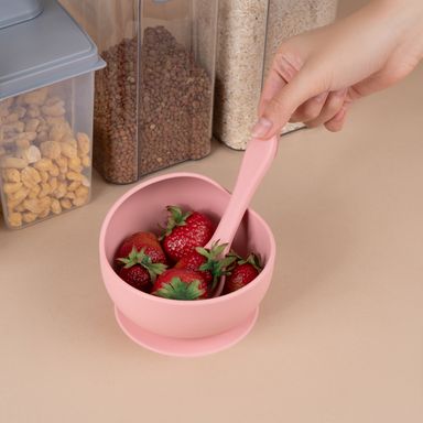 Bowl de silicona para niños con cuchara rosa -  Miniso