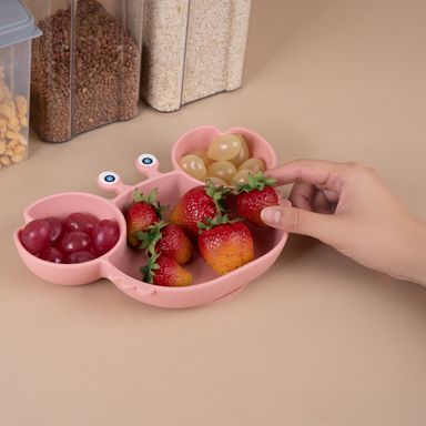 Plato de silicona dividido para niños en forma de cangrejo rosa -  Miniso