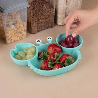 Plato de silicona dividido para niños en forma de cangrejo menta -  Miniso