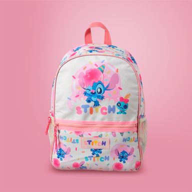 Mochila escolar estampado stitch color blanco con rosa -  Disney